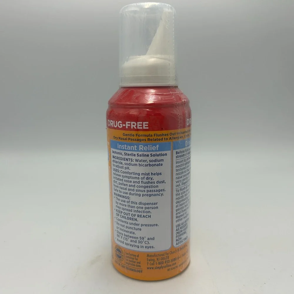 Simply Saline Nasal Mist Instant Relief Everyday Congestion Drug Free Arm Hammer